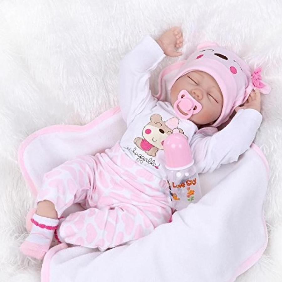 幼児用おもちゃ NPK Silicone Lifelike Sleeping Girl Baby Doll, 22-Inch