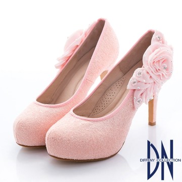 DN 婚宴系列 焦點金蔥花漾水鑽跟鞋-粉