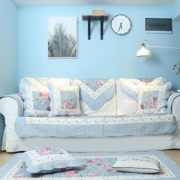 美式全棉沙發墊四季通用布藝田園防滑坐墊客廳全包沙發套罩巾