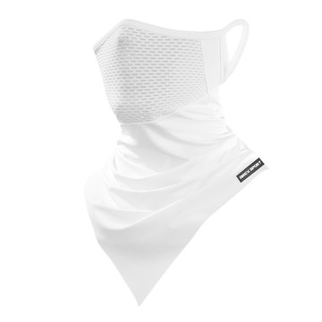 AREX SPORT 戶外騎行防曬面罩親膚冰絲網眼護臉遮頸三角巾 可掛耳設計 UPF92防曬 涼感透氣  純淨白  1條  均碼(41 x 29cm)