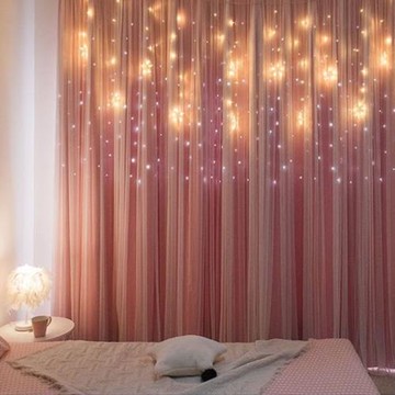 韓式鏤空漸變星星遮光窗簾(2入組)