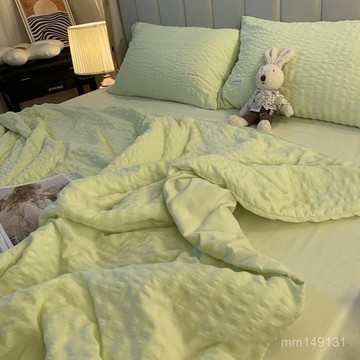 涼感床包組 冰絲床包 空調被 床單 雙人/雙人加大床包組 綠色ins大豆縴維夏涼被四件套夏季水洗棉a類軟薄被子可機洗空調