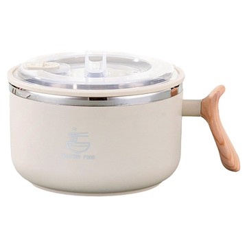 可瀝水不鏽鋼泡麵碗 304不鏽鋼內層 食品級PP外層 奶茶色 1200ml  1個