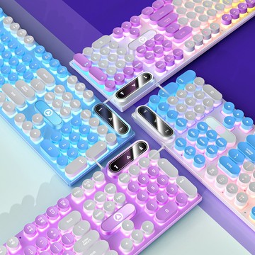 銀雕K600電競機械手感吃雞游戲發光鍵盤有線朋克拼色電腦配件批發【宜家良品百貨】