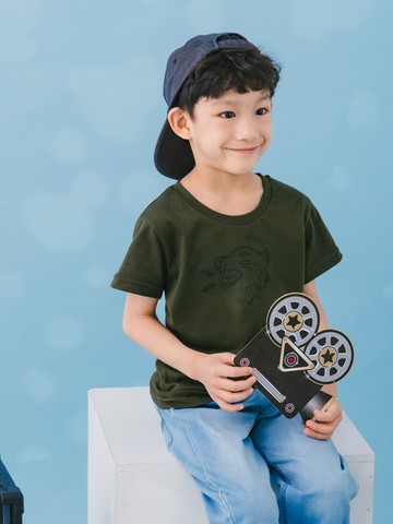 純棉個性老虎膠印短袖上衣