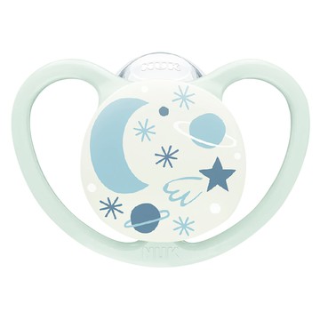 NUK SPACE夜光型超透氣矽膠安撫奶嘴  0~6個月  顏色隨機  1個