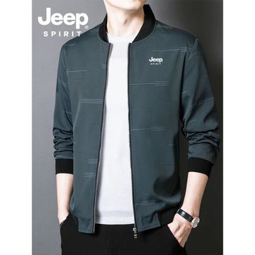 JEEP吉普外套男春秋季潮流商務休閑爸爸裝中年秋裝寬松夾克上衣服