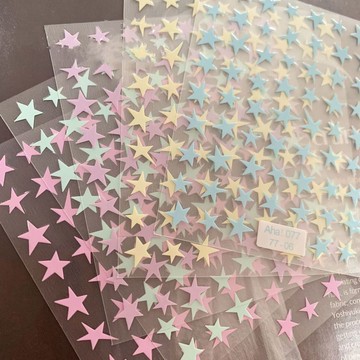 ⚡免運臺灣有貨⚡美甲貼紙ins網紅橡皮粉星星五角星日系3D背膠y2k甜酷辣妹指甲貼花⚡可開票
