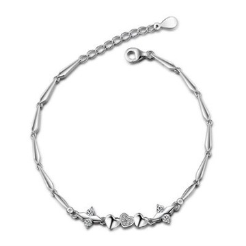 925純銀手鍊鑲鑽手環-時尚別緻優雅愛心情人節生日禮物女飾品73ly6【獨家進口】【米蘭精品】