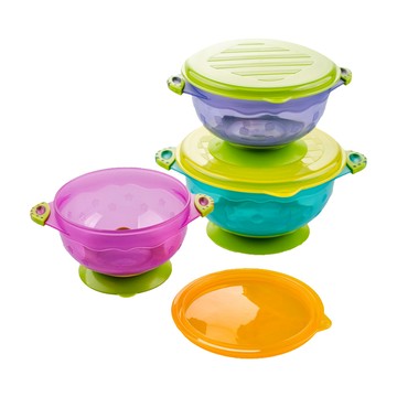 JoyNa - 吸盤碗 防摔輔食碗 大中小3件組 兒童餐具-三件組吸盤碗