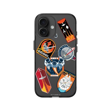 iPhone 16 Clear (相機按鈕) 酷墨灰 - 迪士尼-星際大戰 Star Wars - 太空任務徽章-貼紙系列