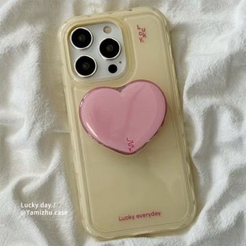 簡約粉色立體愛心適用蘋果16pro手機殼新款高級感ins風iphone15promax全包防摔14創意支架女生13硅膠套12網紅