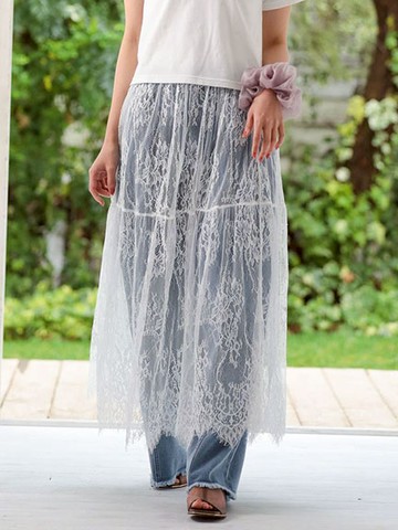 精緻花卉蕾絲疊層長裙-附襯裙(06000641500) - Green Parks