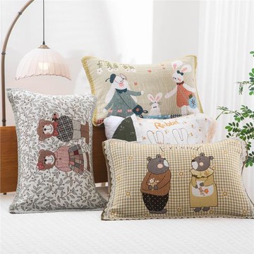 純棉紗布枕巾水洗棉a類全棉家用柔軟吸汗透氣水洗棉卡通枕頭蓋巾