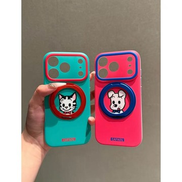 綠底塗鴉原田治小貓咪摺疊支架適用iPhone17promax蘋果16手機殼15
