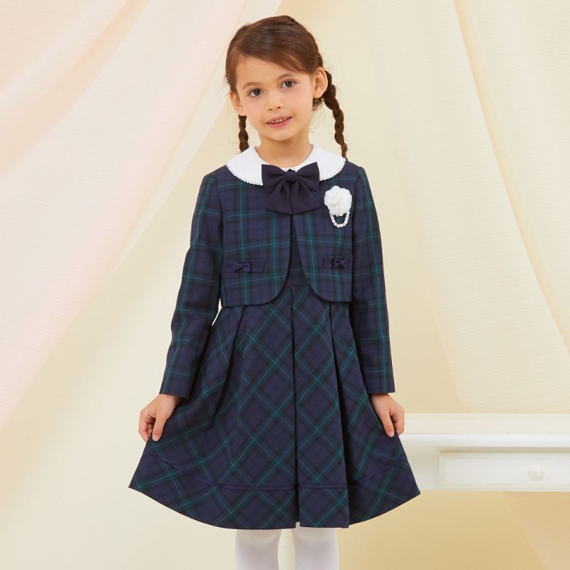 SALE】新色＆新サイズ追加☆入学式 スーツ 女の子 ワンピース 格子柄  
