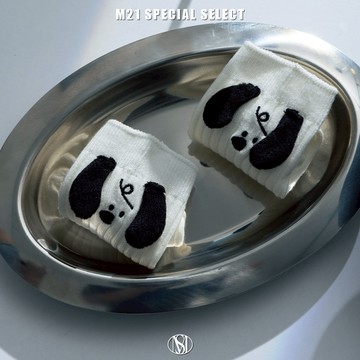 MISS 21 What's 狗ing on！可愛立體耳朵小狗狗純色中筒襪－白