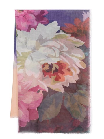 Altea - floral-print frayed scarf - women - Modal/Silk - One Size - Purple