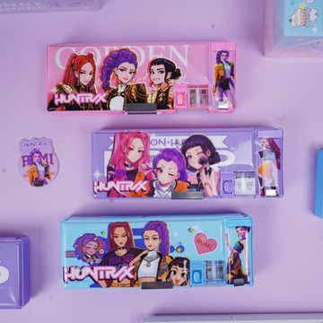 【台灣-出貨】 K-POP獵魔女團鉛筆盒多功能文具盒高顏值ins學生專用筆袋網紅2025