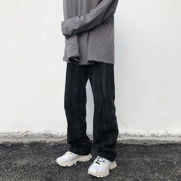 歐美復古寬松oldschool美式牛仔長褲 潮流男女高街漸變西海岸褲子