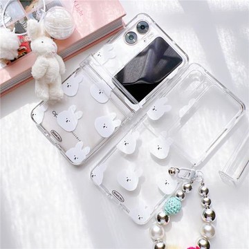 OPPOFindN3Flip手機殼新款oppo折疊屏find n2flip日韓可愛卡通兔子n3flip創意個性手鏈N2 Flip殼