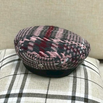 優雅氣質pu皮包邊貝雷帽女針織粗呢畫家帽英倫帥氣日系百搭帽子潮1入