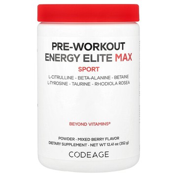 Codeage, Sport, Pre-Workout Energy Elite Max, Mixed Berry, 12.41 oz (352 g)