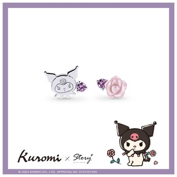 STORY 故事銀飾 - Kuromi & MyMelody繁花系列-酷洛米珠貝花純銀耳環