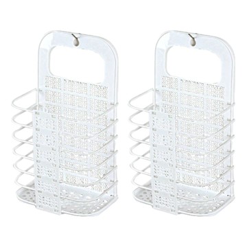 壁掛洗衣籃 2入組 20 x 12.5 x 37cm 白色 可折疊設計