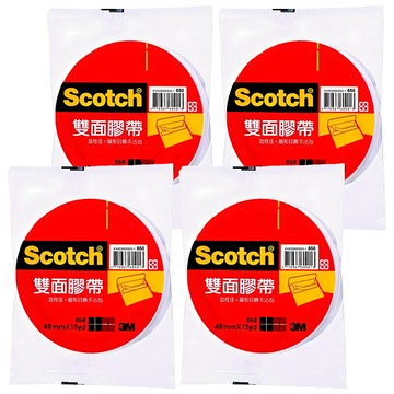 3M Scotch 雙面膠帶 48mmx15yd  透明  4個