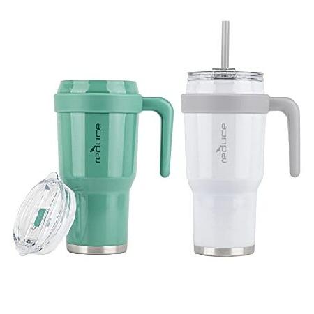 特別価格REDUCE 40 oz Mug Tumbler, Green and White, Opaque Gloss並行輸入