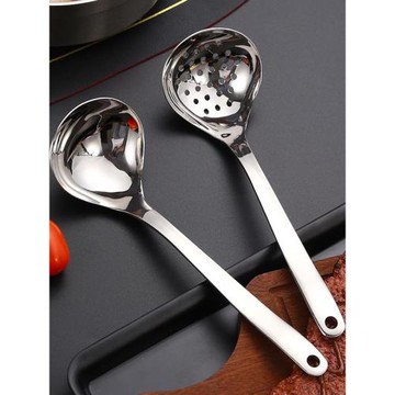 304不銹鋼湯勺漏勺加厚加深創意家用餐廳帶孔湯匙盛湯火鍋勺湯殼