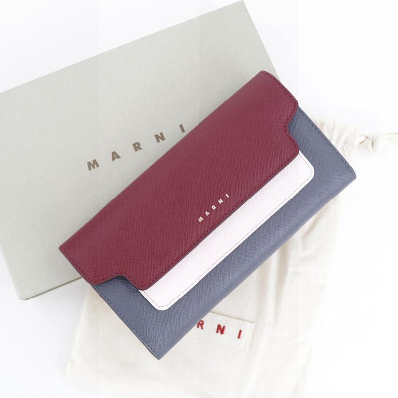 マルニ 財布 長財布 MARNI 二つ折り バイカラー レザー 本革