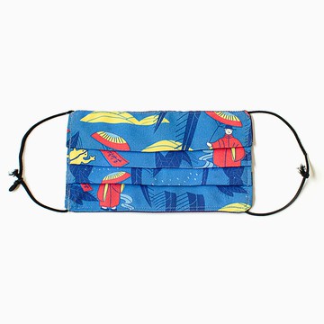 【防疫必備】折式布口罩_韓國花牌款_寶藍柳上燕