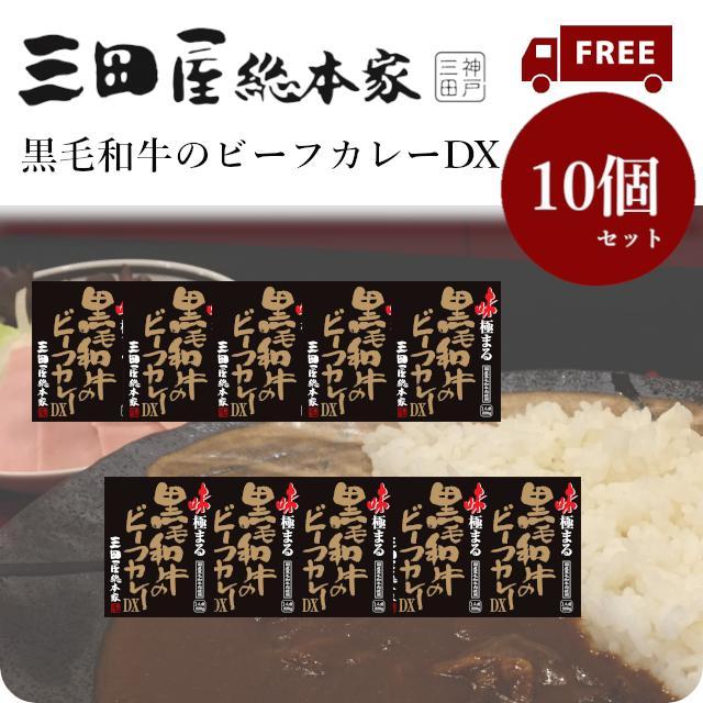 送料無料 レトルトカレー 三田屋総本家味極まる黒毛和牛のビーフカレーDX　220g　10個セット