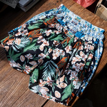 印花阿羅褲 鬆緊腰圍 情侶裝 拳擊褲 沙灘褲 休閒短褲 家居褲