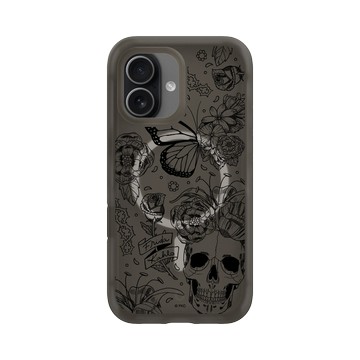 iPhone 17 AirX 本質黑 - Frida Kahlo - 花骨骷顱頭（素描）