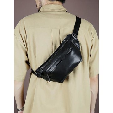 腰包男士真皮夏季潮牌2025新款時尚大容量機能胸包多功能式斜挎包