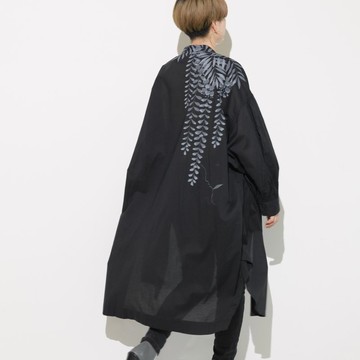 【手繪紫藤】手繪紫藤圖案柔軟水洗長版襯衫