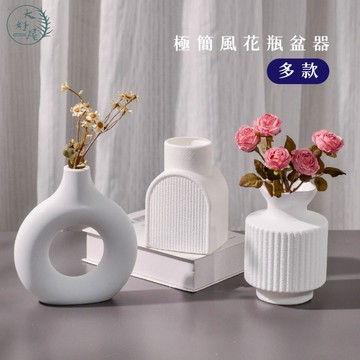 大好屋 現貨開發票 極簡風花瓶 擺件 擺飾 白色花瓶 銀色花瓶 插花 花瓶 盆器 磨砂質感 塑膠盆器 塑膠花瓶 拍照道具
