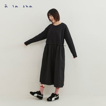 a la sha 假兩件式長袖裝洋裝