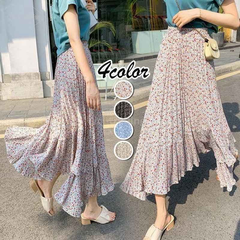 スカートレディース春夏マキシスカートおしゃれ花柄シフォンプリーツスカート不規則ロングスカートaラインボ大人可愛い美脚オシャレ通勤上品 通販 Lineポイント最大0 5 Get Lineショッピング