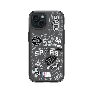 iPhone 15 Clear 酷墨灰 - NBA - 塗鴉系列-聖安東尼奧馬刺 San Antonio Spurs - Graffiti