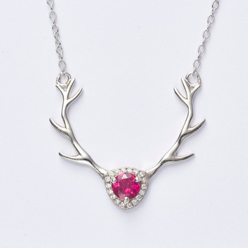 尋鹿 |紅石榴石 鹿 珠寶級 生命力 婦科 寶石項鍊 925純銀