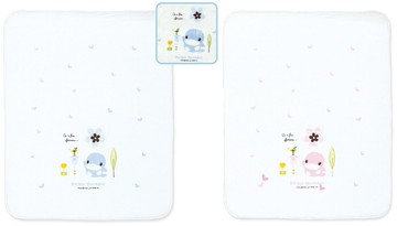 KUKU格子緹花紗布大浴巾(藍/粉)