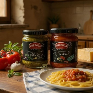 *貪吃熊*義大利 Coppola 義大利麵醬料 醬料 無加糖鯷魚橄欖番茄麵醬 起司松子青醬