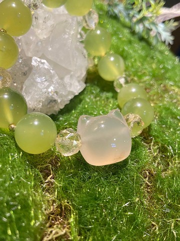 森之貓 | 岫玉 瑪瑙 黃水晶手鏈