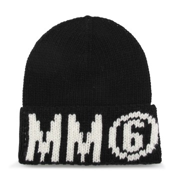 Mm6 Maison Margiela - Black Wool Logo Beanie