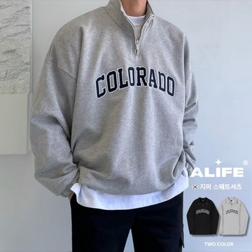 【ALIFE】🇰🇷 韓國 COLORADO 拉鍊 高領 刷毛 大學TEE 寬鬆版型 韓國男裝 男生衛衣 #123i