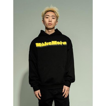 Makemore連帽衛衣男秋季新款玩趣印花美式寬松休閑純棉情侶上衣女
